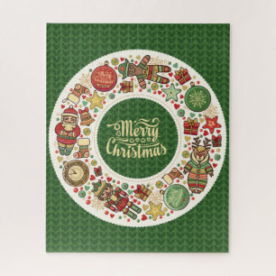Weihnachtskranz Frohe Weihnachten Vintage-Feiertag Puzzle