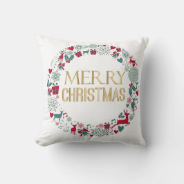 Weihnachtskranz Frohe Weihnachtsgrüße Kissen