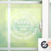 Weihnachtskranz Frohe Weihnachtsnamen hinzufügen Fensteraufkleber (Zuhause)