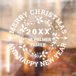 Weihnachtskranz Frohe Weihnachtsnamen hinzufügen Fensteraufkleber