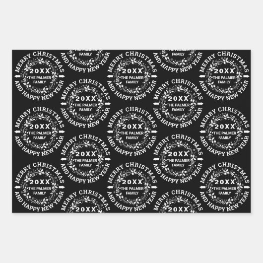 Weihnachtskranz Frohe Weihnachtsnamen hinzufügen Geschenkpapier Set (Vorderseite 2)