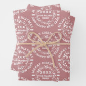 Weihnachtskranz Frohe Weihnachtsnamen staubige Ros Geschenkpapier Set (Beispiel)