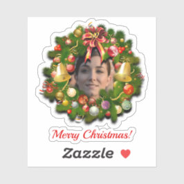 Weihnachtskranz, ganz auf Ihr Foto abgestimmt Aufkleber