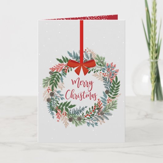 Weihnachtskranz geklappt feiertagskarte (Vorderseite)
