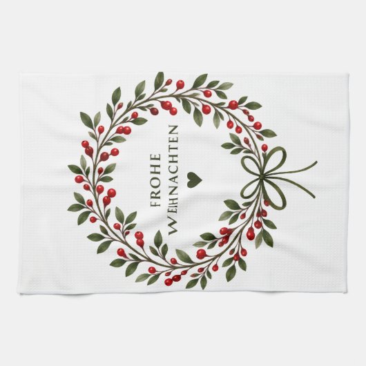 Weihnachtskranz- Geschirrtuch (Horizontal)