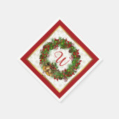 Weihnachtskranz, Glocken, heilige Monogramm Serviette (Ecke)