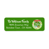 Weihnachtskranz-grüne Rücksendeadressen-Aufkleber (Vorne)