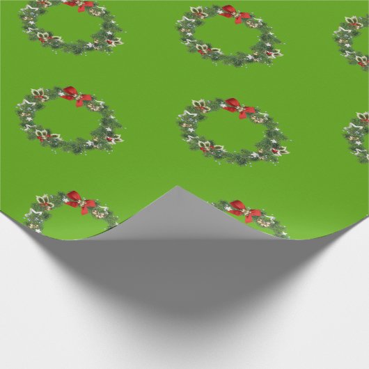 Weihnachtskranz, grüner Feiertag Geschenkpapier (Ecke)