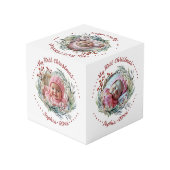 Weihnachtskranz, Grünpflanzen, Beeren-Foto Würfel (Rückseite Schrägansicht)