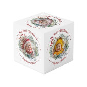 Weihnachtskranz, Grünpflanzen, Beeren-Foto Würfel (Vorderseite Schrägansicht)