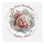 Weihnachtskranz, Grünpflanzen, Beeren-Foto Würfel (Vorderseite)