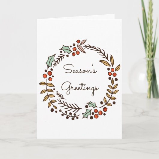Weihnachtskranz - Grüße der Jahreszeit Feiertagskarte (Vorderseite)