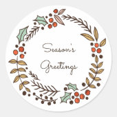 Weihnachtskranz - Grüße der Jahreszeit Runder Aufkleber (Vorderseite)