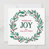 Weihnachtskranz handGezeichnet CUSTOM-FOTO Feiertagskarte (Rückseite)