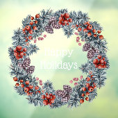 Weihnachtskranz Happy Holidays Fensterkunst Fensteraufkleber (Blatt 3)