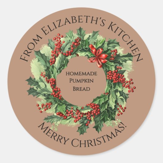 Weihnachtskranz hausgemachte Lebensmittel Brown Runder Aufkleber (Vorderseite)