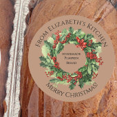 Weihnachtskranz hausgemachte Lebensmittel Brown Runder Aufkleber
