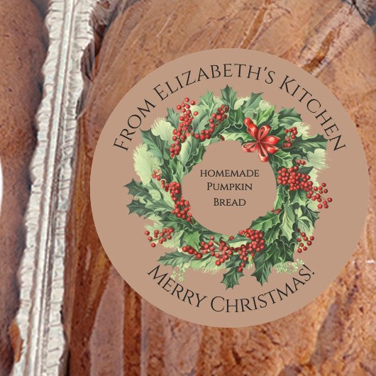 Weihnachtskranz hausgemachte Lebensmittel Brown Runder Aufkleber