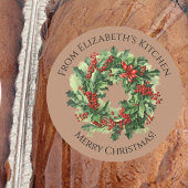 Weihnachtskranz hausgemachte Lebensmittel Brown Runder Aufkleber