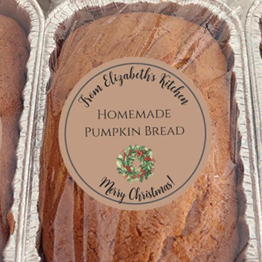 Weihnachtskranz hausgemachte Lebensmittel Brown Runder Aufkleber