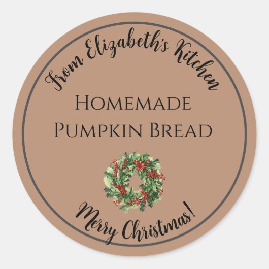Weihnachtskranz hausgemachte Lebensmittel Brown Runder Aufkleber (Vorderseite)
