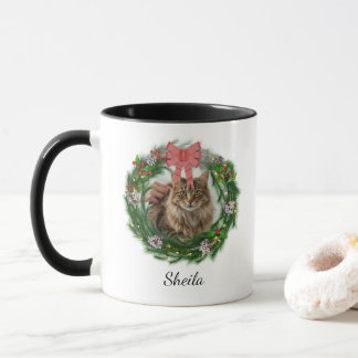 Weihnachtskranz Haustier-Foto Personalisierter Nam Tasse