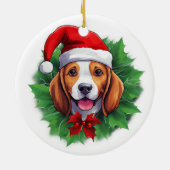 Weihnachtskranz im Beagle Keramik Ornament (Hinten)
