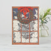 Weihnachtskranz im Fenster Einladung (Stehend Vorderseite)