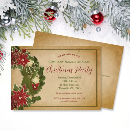 Weihnachtskranz im Party Einladung