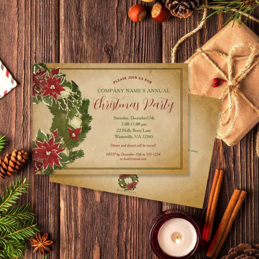 Weihnachtskranz im Party Einladung