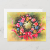 Weihnachtskranz im Retro-Stil Postkarte (Vorne/Hinten)