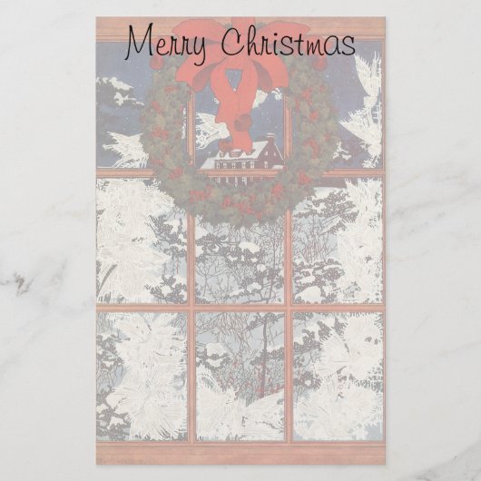 Weihnachtskranz im Schnee Briefpapier (Vorderseite)
