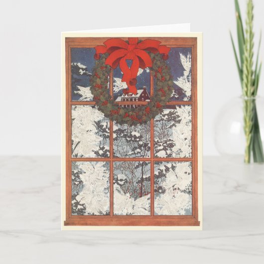 Weihnachtskranz im Schnee Feiertagskarte (Vorderseite)