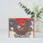 Weihnachtskranz im Schnee Feiertagspostkarte (Stehend Vorderseite)