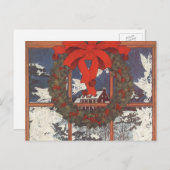 Weihnachtskranz im Schnee Feiertagspostkarte (Vorne/Hinten)