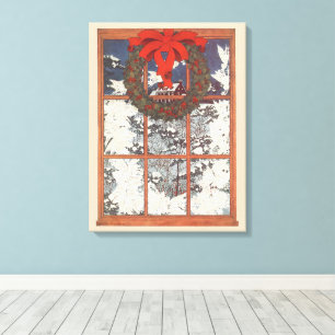 Weihnachtskranz im Schnee Leinwanddruck