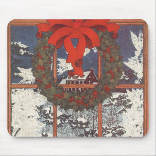 Weihnachtskranz im Schnee Mousepad