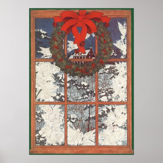 Weihnachtskranz im Schnee Poster (Vorne)