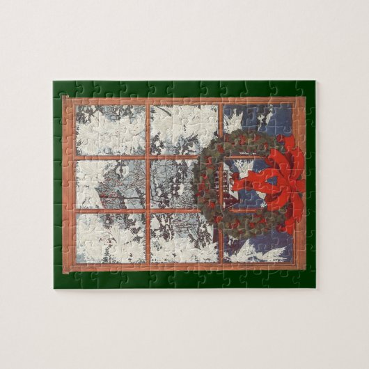 Weihnachtskranz im Schnee Puzzle (Horizontal)