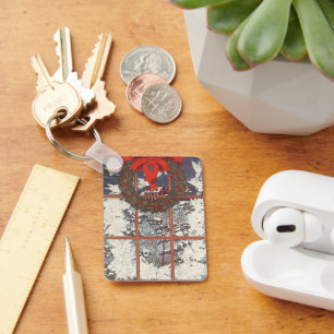 Weihnachtskranz im Schnee Schlüsselanhänger