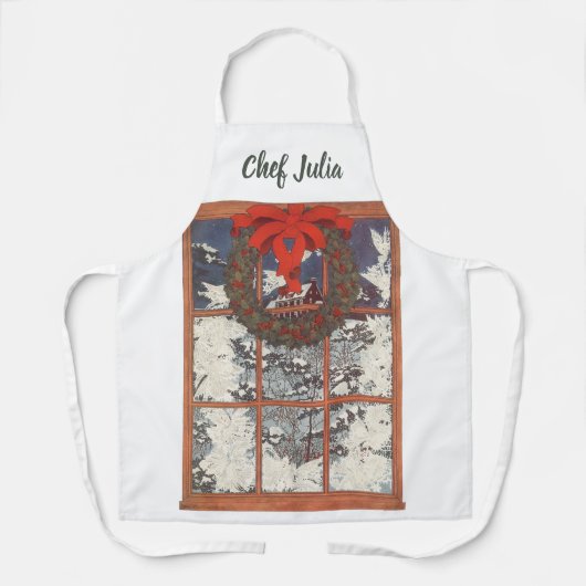 Weihnachtskranz im Schnee Schürze (Vorderseite)