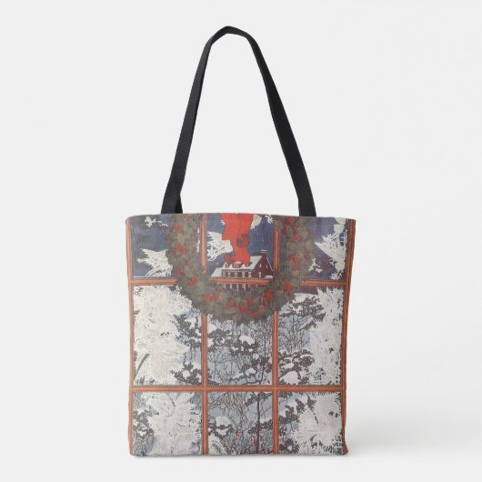 Weihnachtskranz im Schnee Tasche (Rückseite)