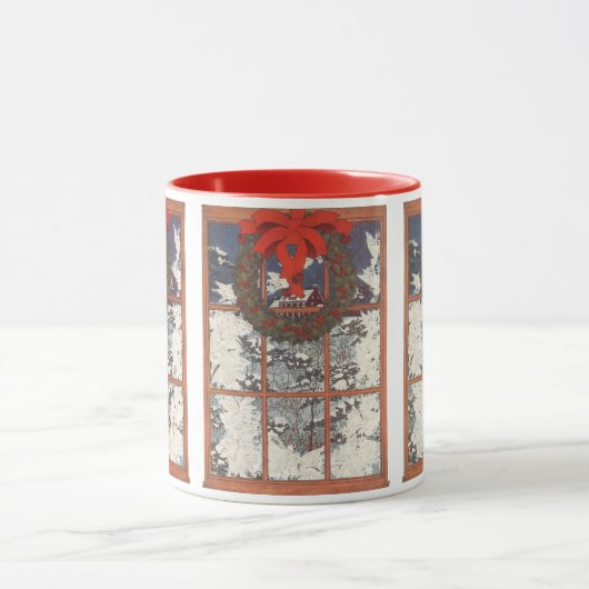 Weihnachtskranz im Schnee Tasse (Zentrum)