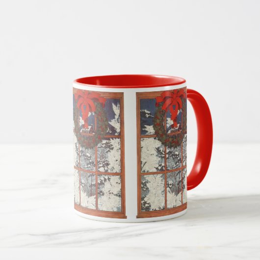 Weihnachtskranz im Schnee Tasse (VorderseiteRechts)