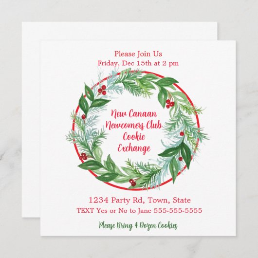 Weihnachtskranz im Wasser CUSTOM Einladung (Vorne/Hinten)