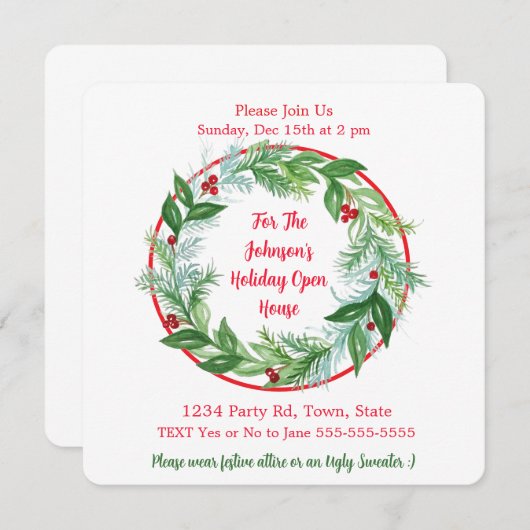 Weihnachtskranz im Wasser CUSTOM Einladung (Vorne/Hinten)