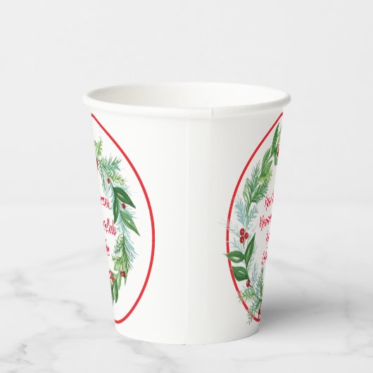 Weihnachtskranz im Wasser CUSTOM Pappbecher (Rechts)