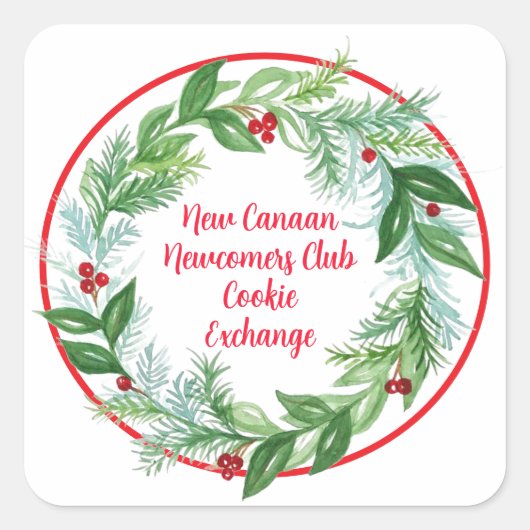 Weihnachtskranz im Wasser CUSTOM Quadratischer Aufkleber (Vorderseite)