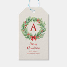 Weihnachtskranz im Wasserfarb-Monogramm und Name