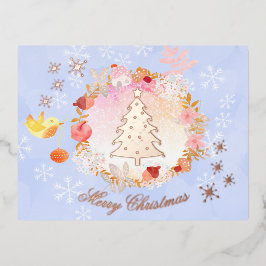 Weihnachtskranz in Aquarellfarbe. Pastel. Personal Folien Feiertagspostkarte